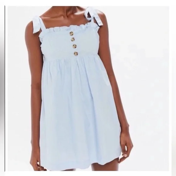 light pale blue urban outfitters mini babydoll dress - Picture 1 of 7